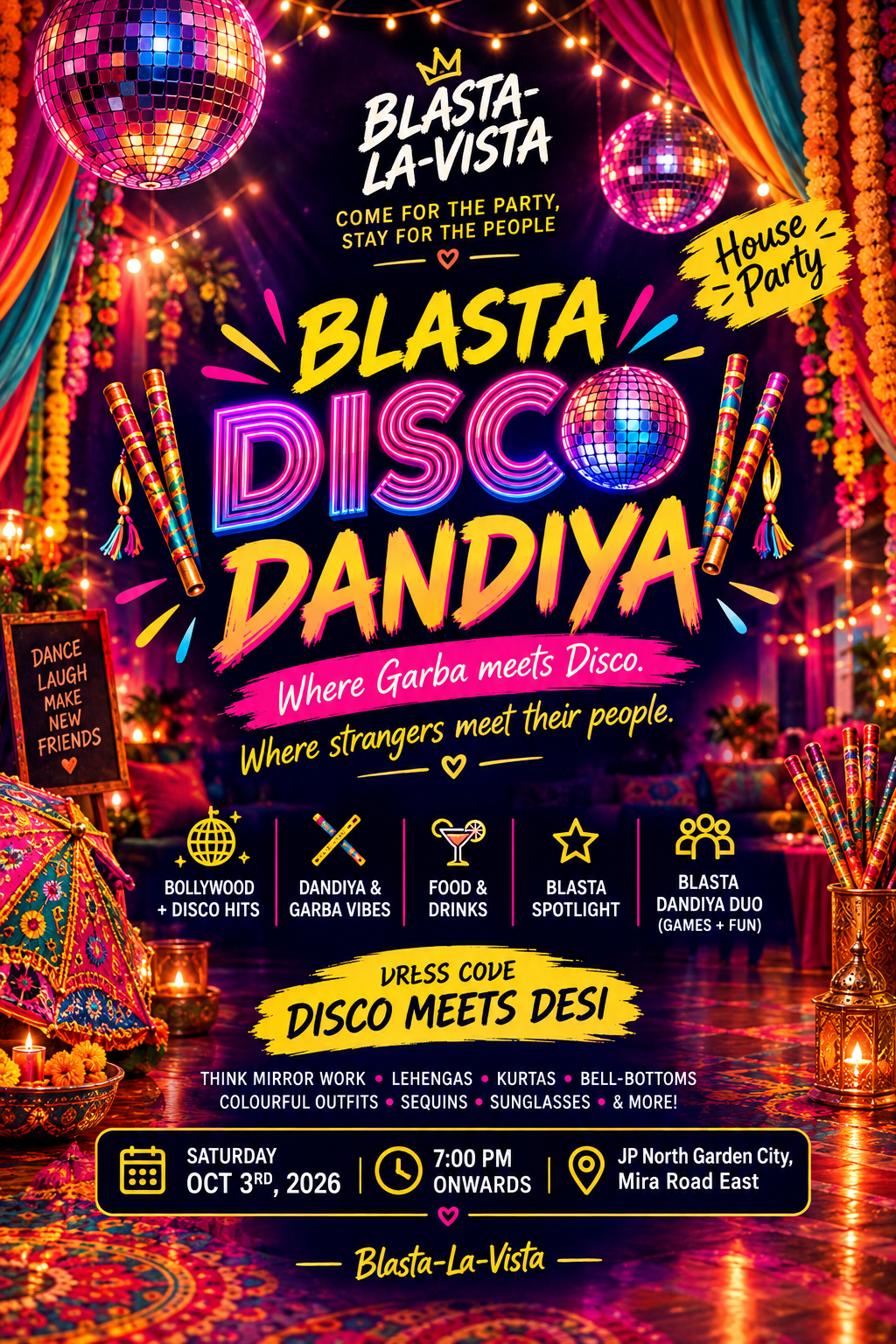 Blasta Disco Dandiya house party - Where Garba Meets Disco - 03 October 2026, 7 PM onwards
